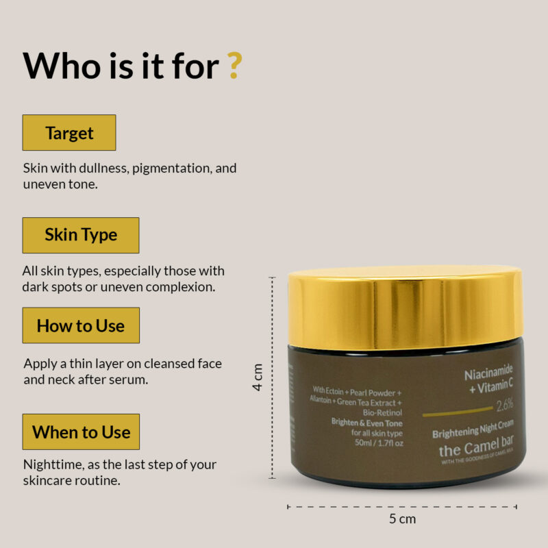 Camel Milk Skin Brightening Night Cream with Niacinamide & Vitamin C -2.6% - Image 3