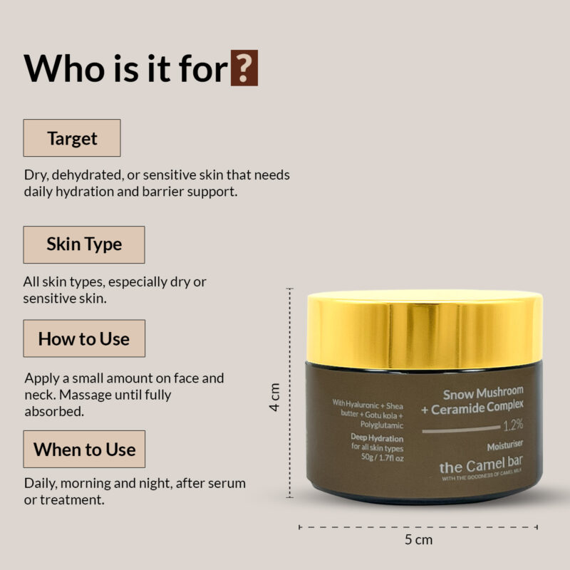 Camel Milk Daily Moisturizer with Snow Mushroom + Ceramide Complex-1.2% - Image 3