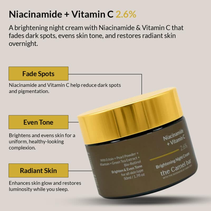 Camel Milk Skin Brightening Night Cream with Niacinamide & Vitamin C -2.6% - Image 2